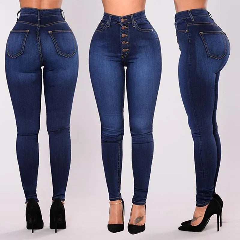 calça jeans skinny cintura alta.
