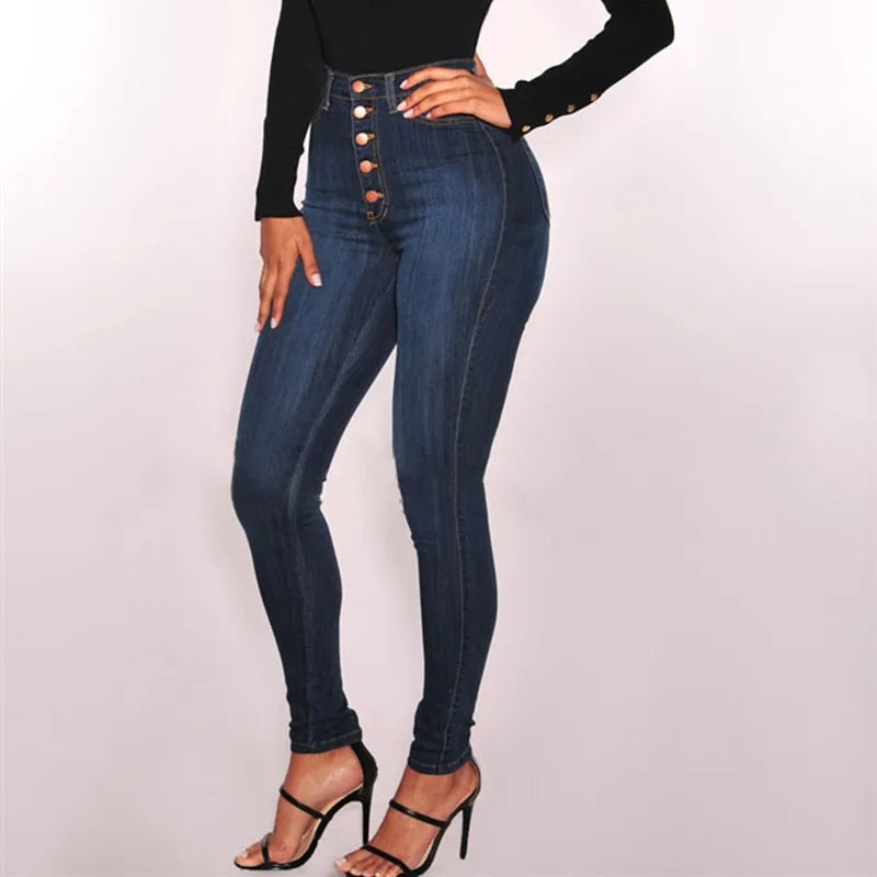 calça jeans skinny cintura alta.