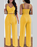 conjunto de calça pantalona mais semi cropped