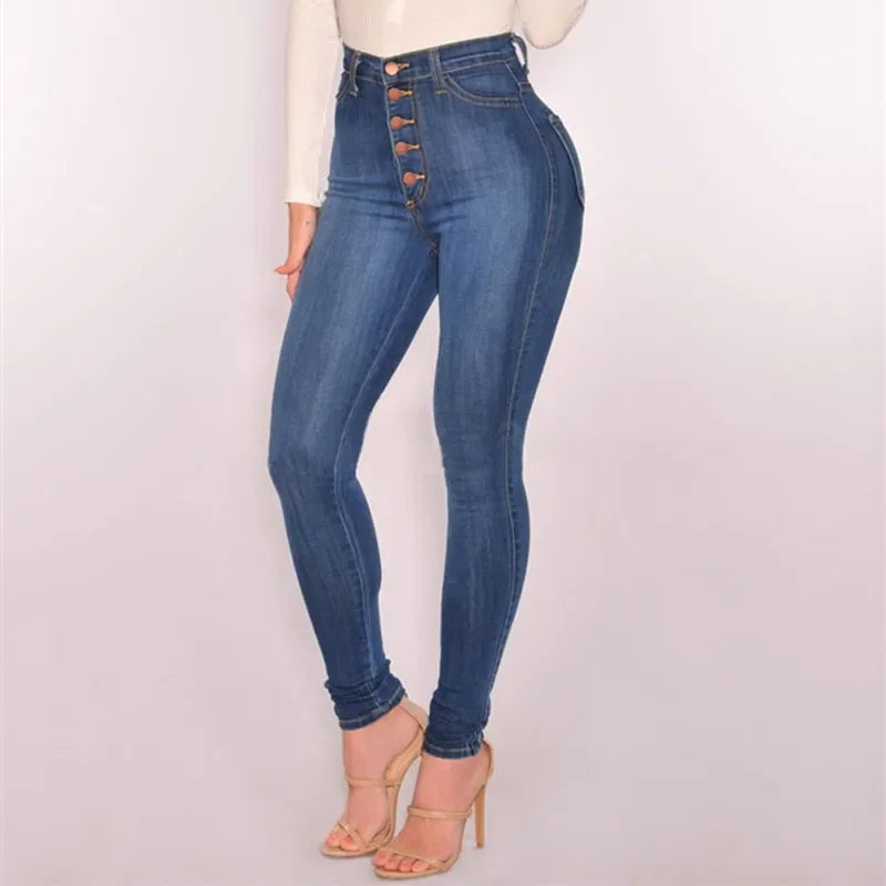 calça jeans skinny cintura alta.