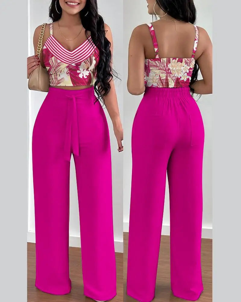 conjunto de calça pantalona mais semi cropped