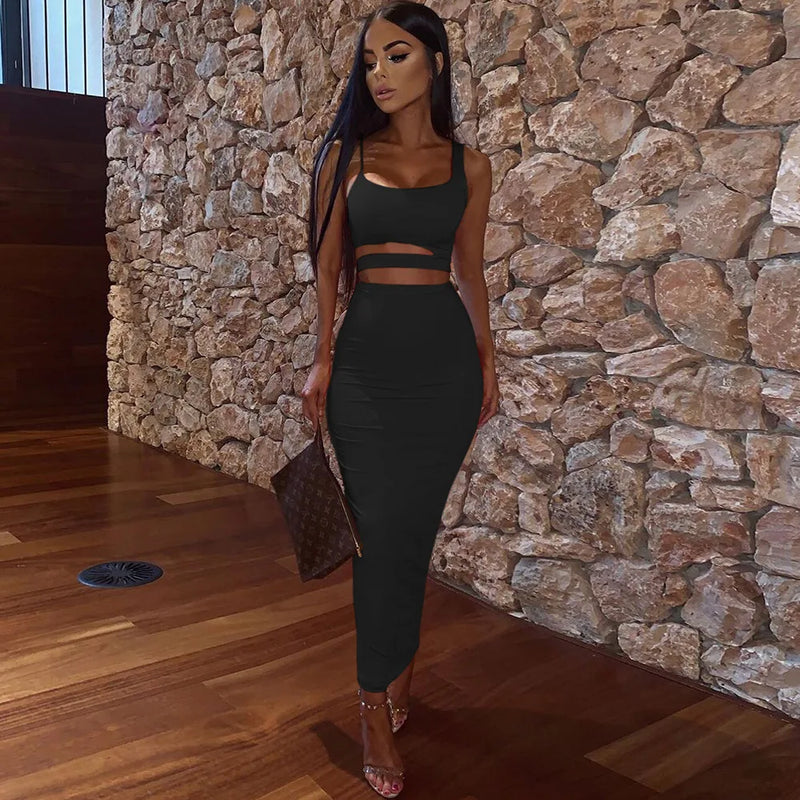 conjunto,cropped mais saia longa cintura alta