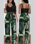 conjunto de calça pantalona mais semi cropped