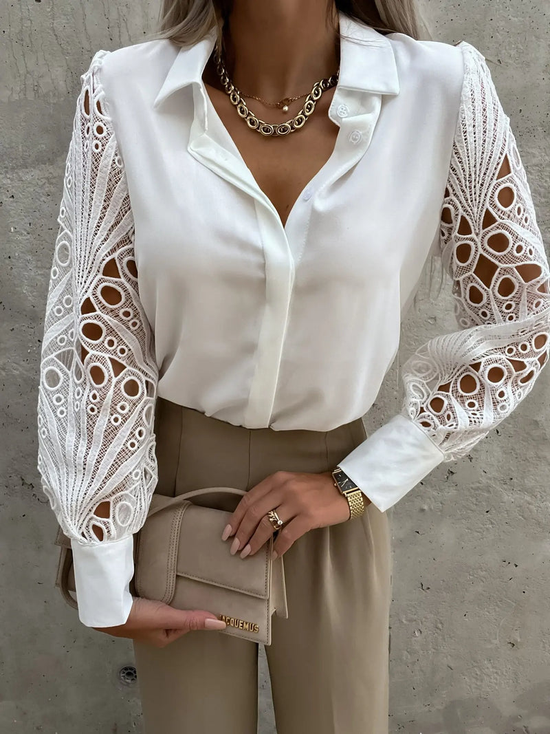 Blusa feminina elegante, liso casual manga comprida