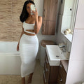 conjunto,cropped mais saia longa cintura alta