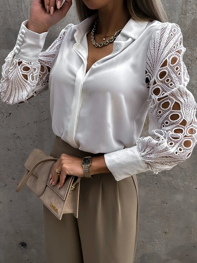 Blusa feminina elegante, liso casual manga comprida