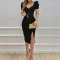 VESTIDO MIDI COM FENDA LATERAL